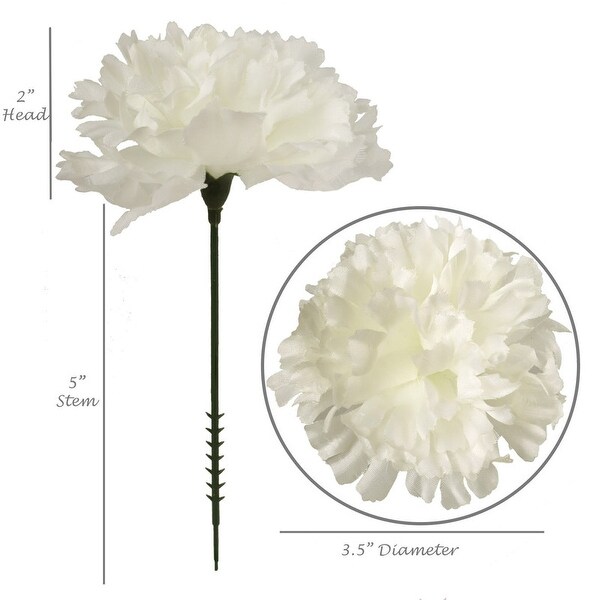 100Pack: Cream White Silk Carnation Flower Picks by Floral Home®