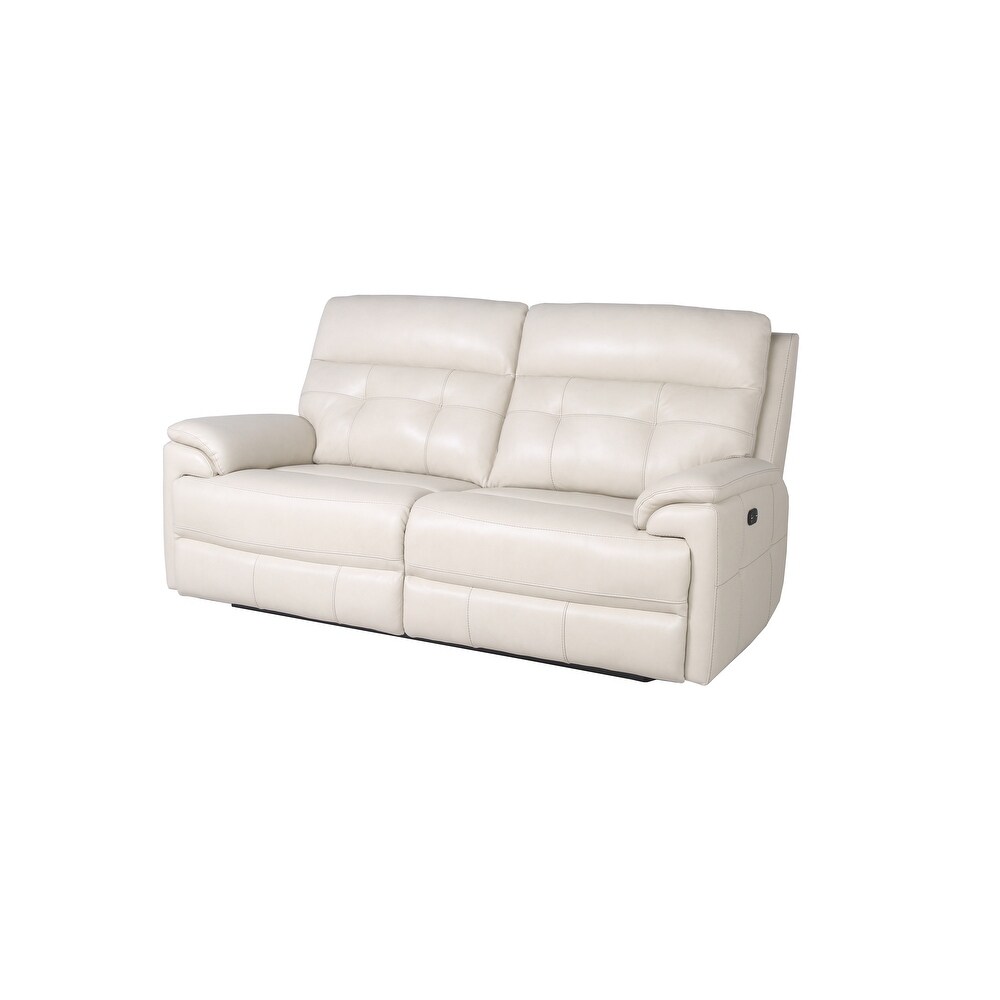 Jenson Leather Motion Cream Sofa with Power Head Rest   41'' H x 78'' W x 40'' D