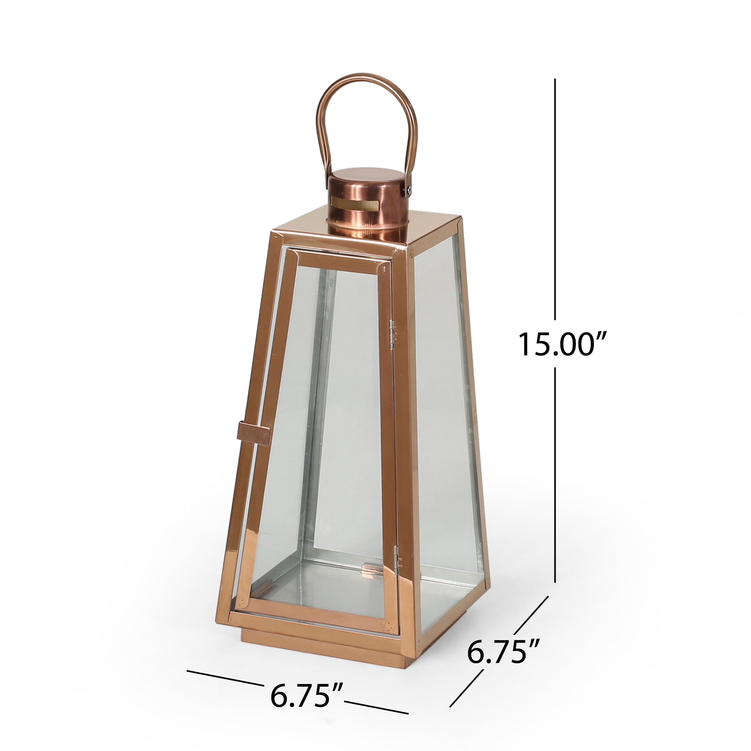 Peregrine Outdoor Stainless Steel Lantern Set， Rose Gold