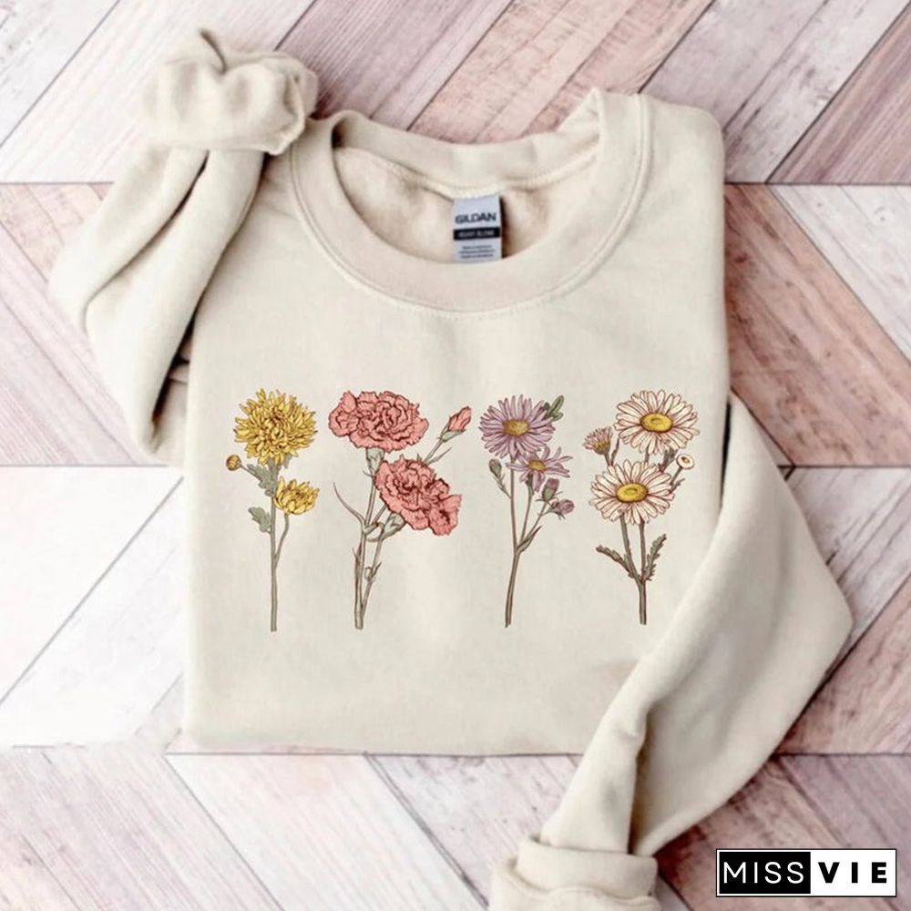 Custom Birth Month Birth Flower Sweatshirt Gift