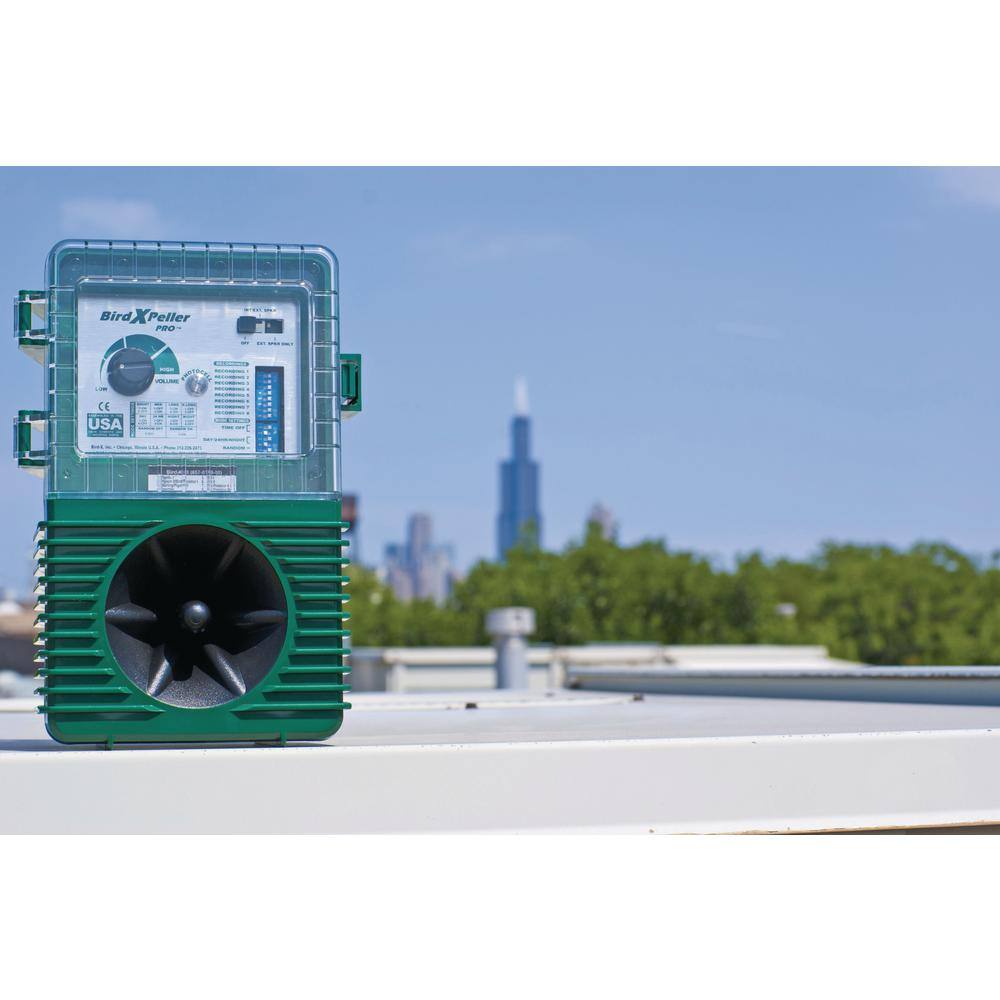 Bird-X Bird X Peller Pro Electronic Bird Repeller Bird Control Model 2 Crows Grackles Blackbirds Natural Predator Sounds BXP-PRO 2