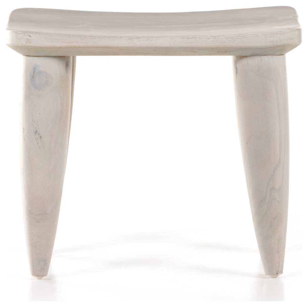 Zuri outdoor stool  new ivory teak   Midcentury   Accent And Garden Stools   by AFB Decor  Houzz