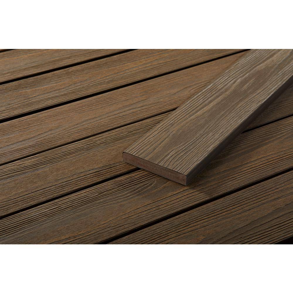 FORTRESS Apex 1 in. x 6 in. x 8 ft. Brazilian Teak Brown PVC Square Deck Boards (2-Pack) 252060822