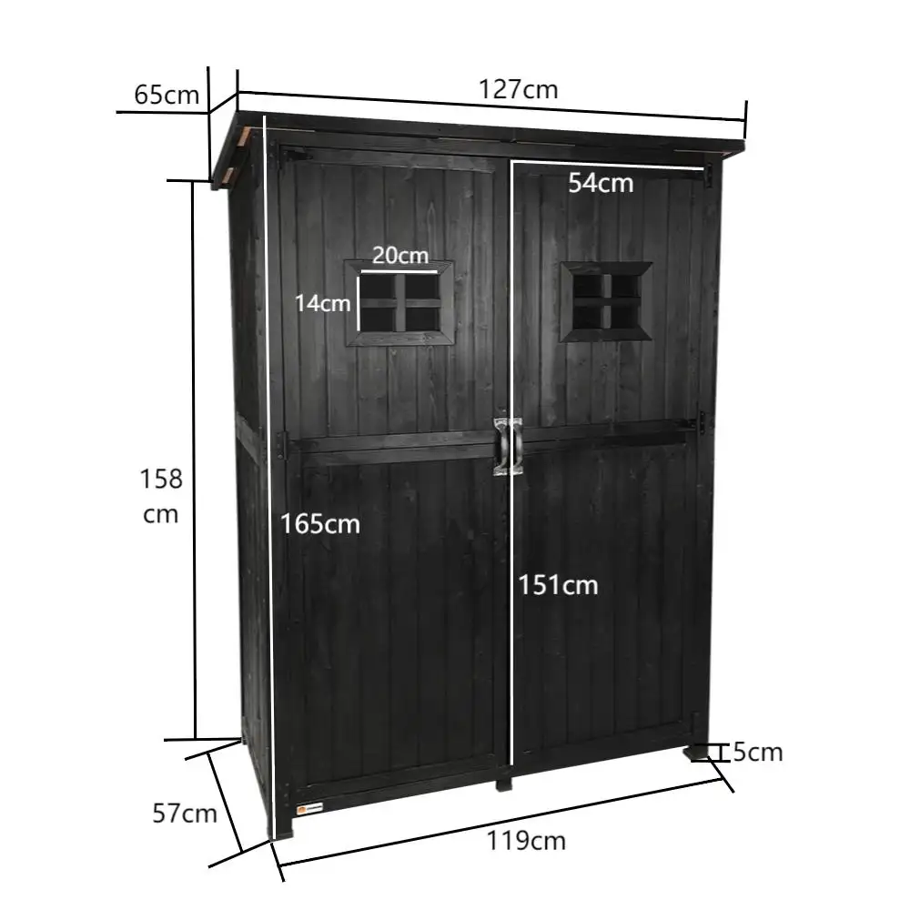 TIANYI 65inch Garden Sheds Wood Outdoor Tool Storage Shed Wooden