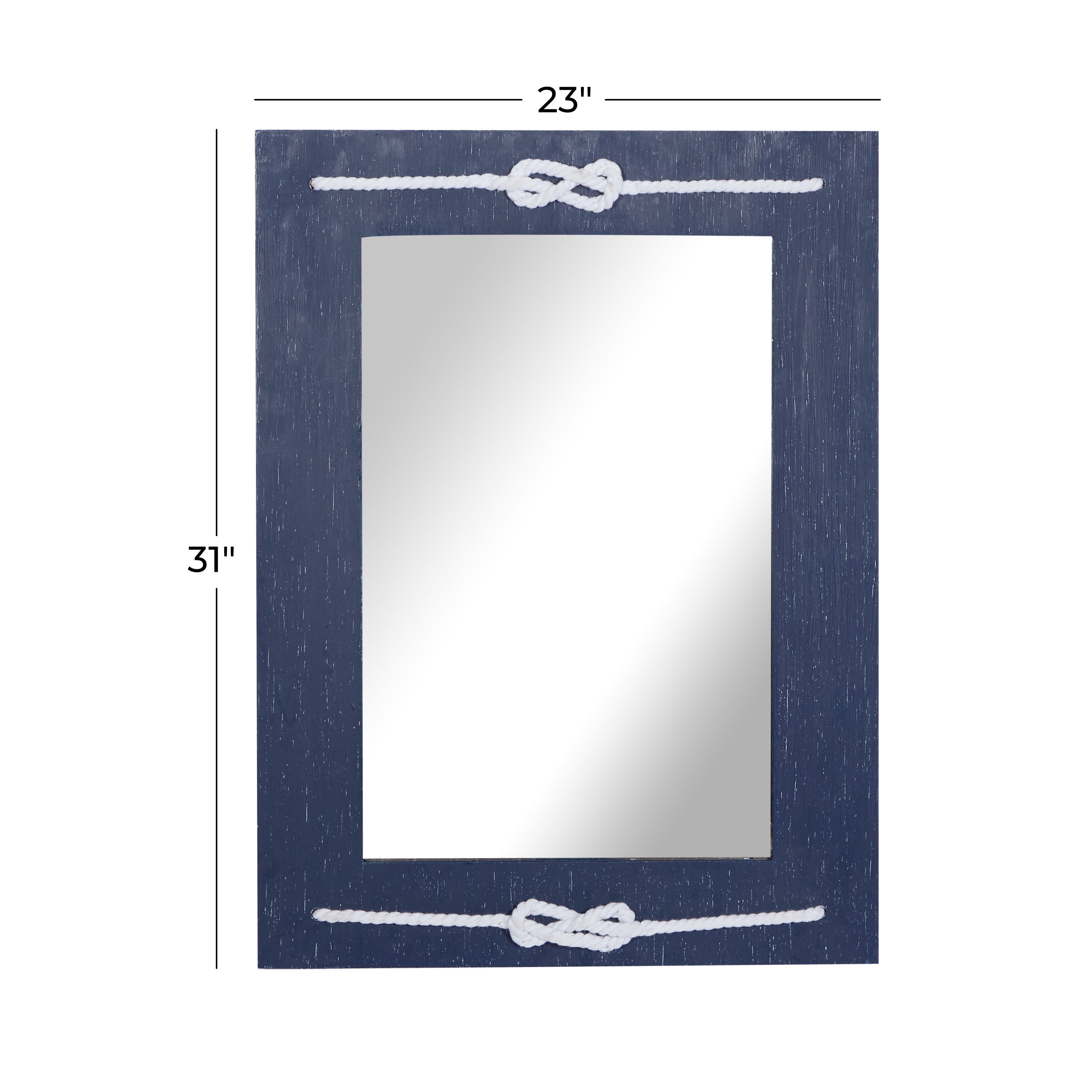 Blue Wood Contemporary Wall Mirror 31 x 23 x 2