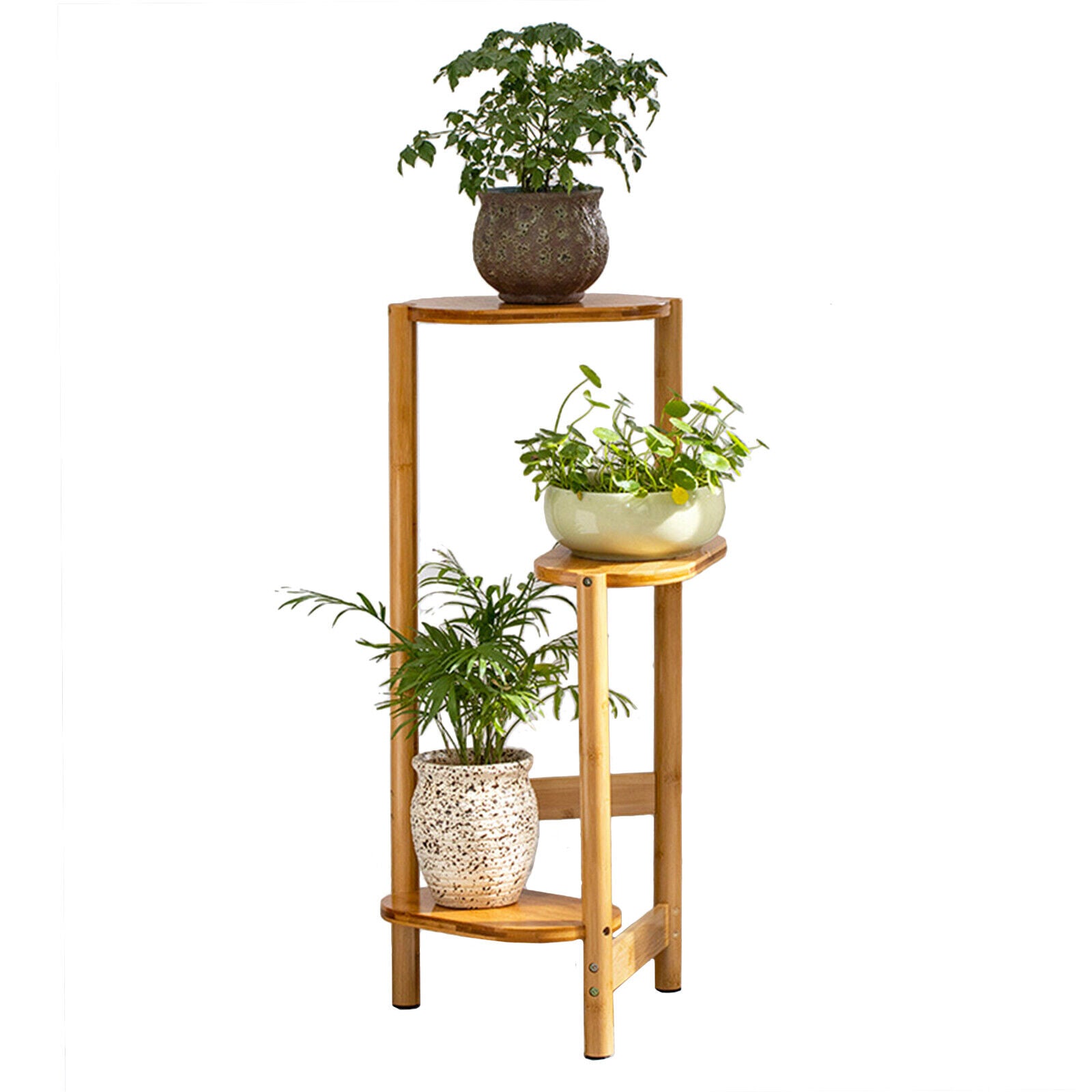 FETCOI 3-Tier Corner Bamboo Plant Stand Flower Pot Holder Balcony Plants Display Rack