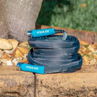 AQUA JOE 12 in. Dia. x 100 ft. Flexible Kink-Free Fiberjacket Garden Hose Metal Fittings AJFJH100-PRO