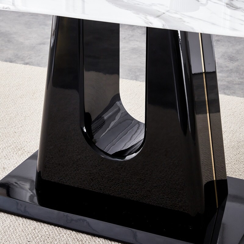 Modern imitation marble tabletop Dining table with MDF U shaped legs