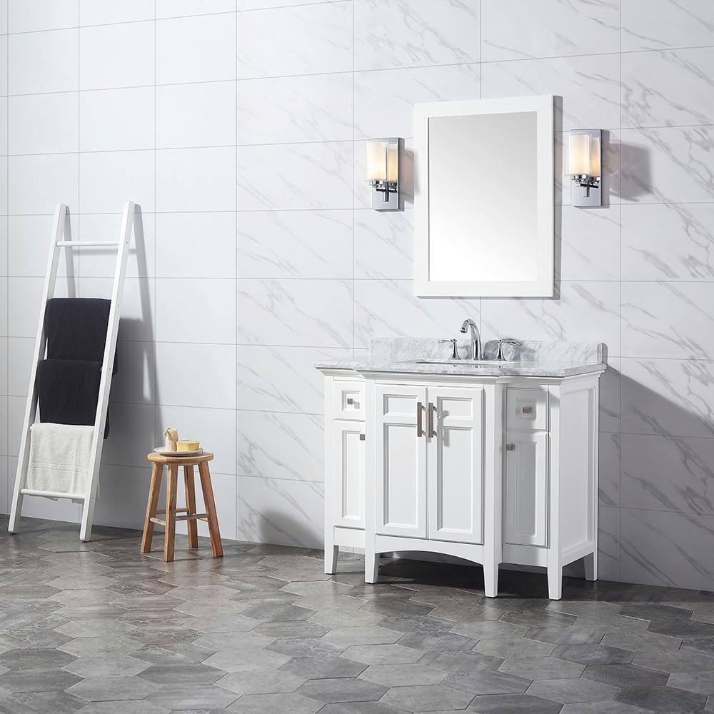 Home Decorators Collection Sassy 36 in. W x 24 in. H Framed Rectangular Bathroom Vanity Mirror in White BF90216