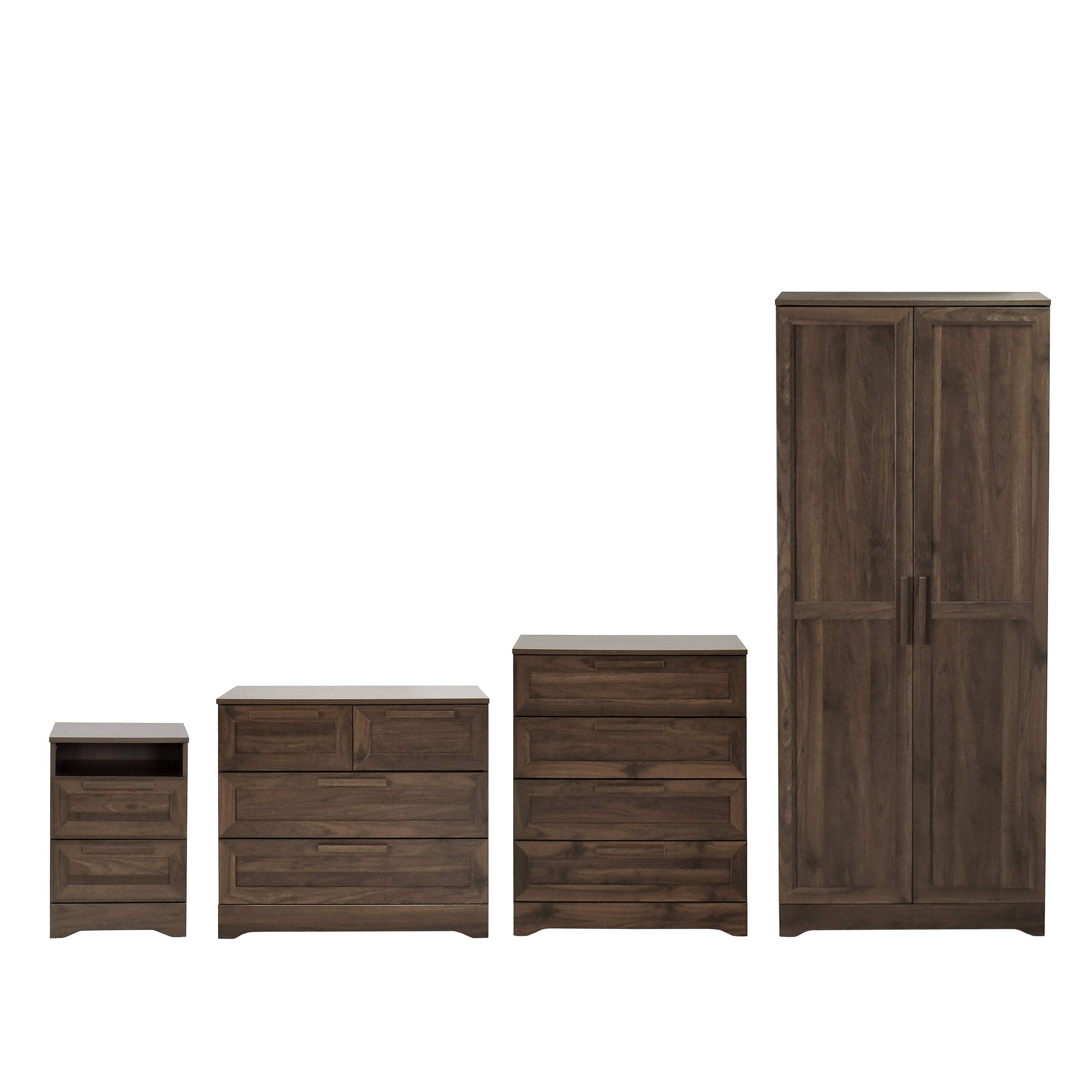 Broxon Rustic 5 Piece 2 Drawer Nightstand Bedroom Set