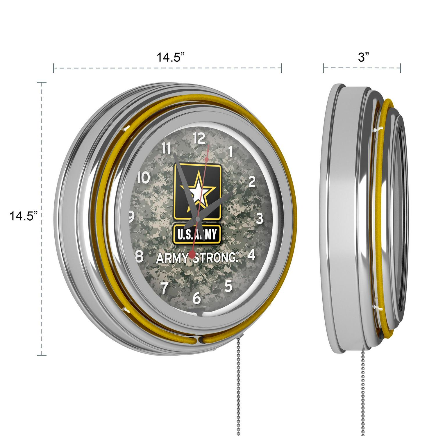 US Army Digital Camo Chrome Double Ring Neon Clock  Crowdfused