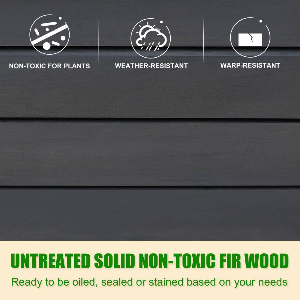 VEIKOUS 70 in. L Oversized Wooden Raised Garden Bed With Funnel Design and Liner Dark Grey PG0102-04GY-2
