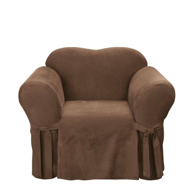 Soft Suede Chair Slipcover Chocolate Sure Fit