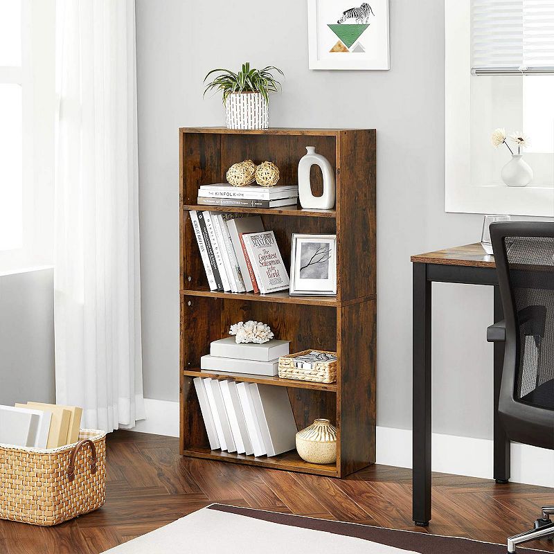 42.3in Bookshelf， Open Bookcase With Adjustable Storage Shelves， Floor Standing Unit - 42.3in