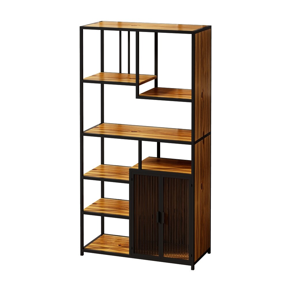 Bookshelf Storage with Enclosed Storage Cabinet