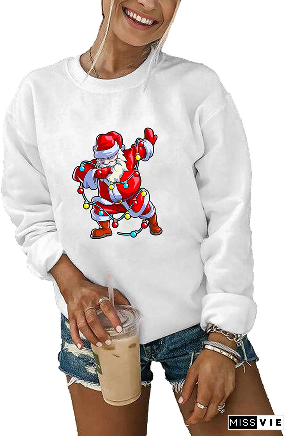 Dabbing Santa Claus With Christmas Lights Sweatshirt Wholesale