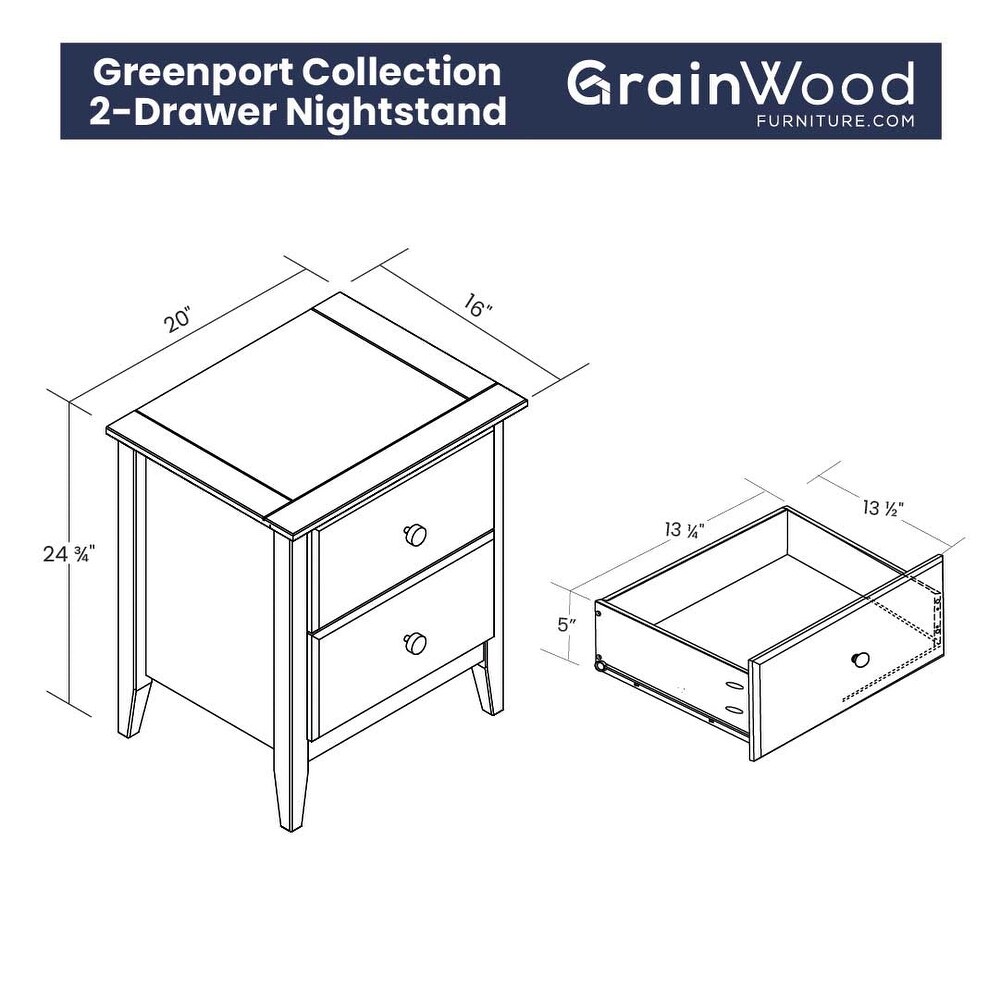 Grain Wood Furniture Greenport 2 Drawer Nightstand