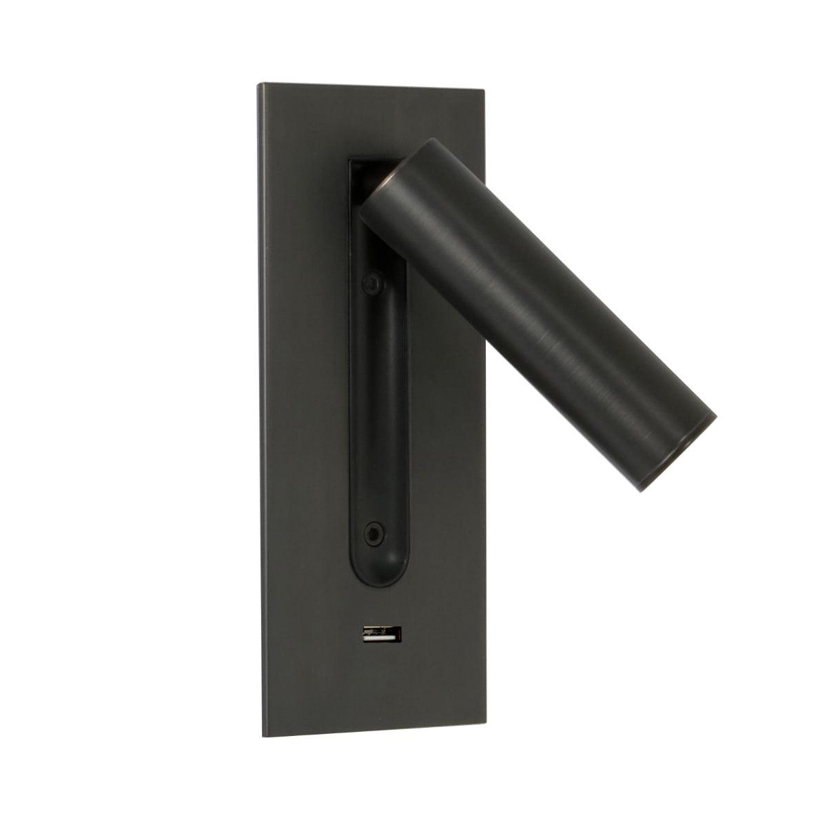 Black Bedside USB Wall Light