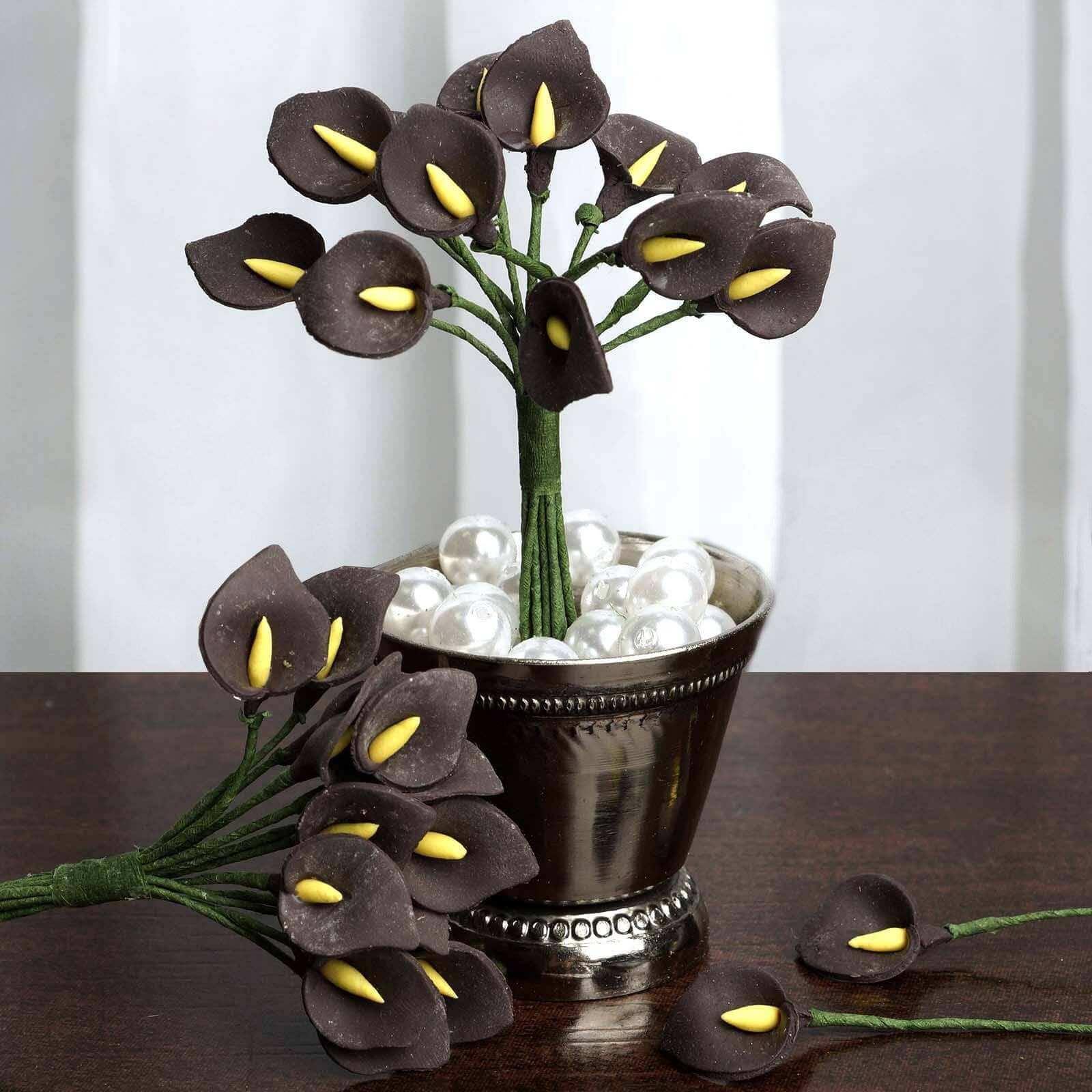 144 Pack Chocolate Peacock Spread Foam Craft Calla Lilies 5