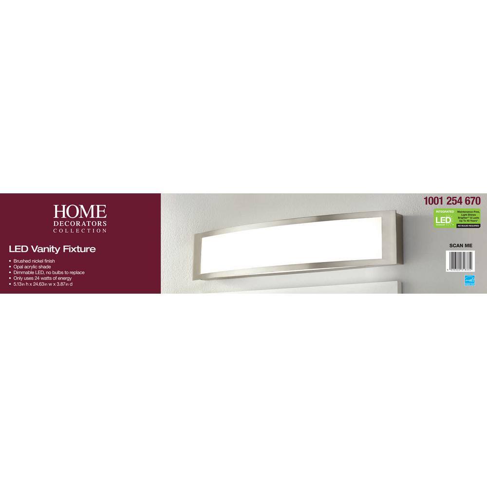 Home Decorators Collection 180-Watt Equivalent Brushed Nickel Integrated LED Vanity Light IQP1381L-3