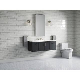 KOHLER Winnow 48.125 in W x 18.0625 in. D x 35.625 in. H Bathroom Vanity in Slate Grey with Quartz Top K-33580-ASB-1WX