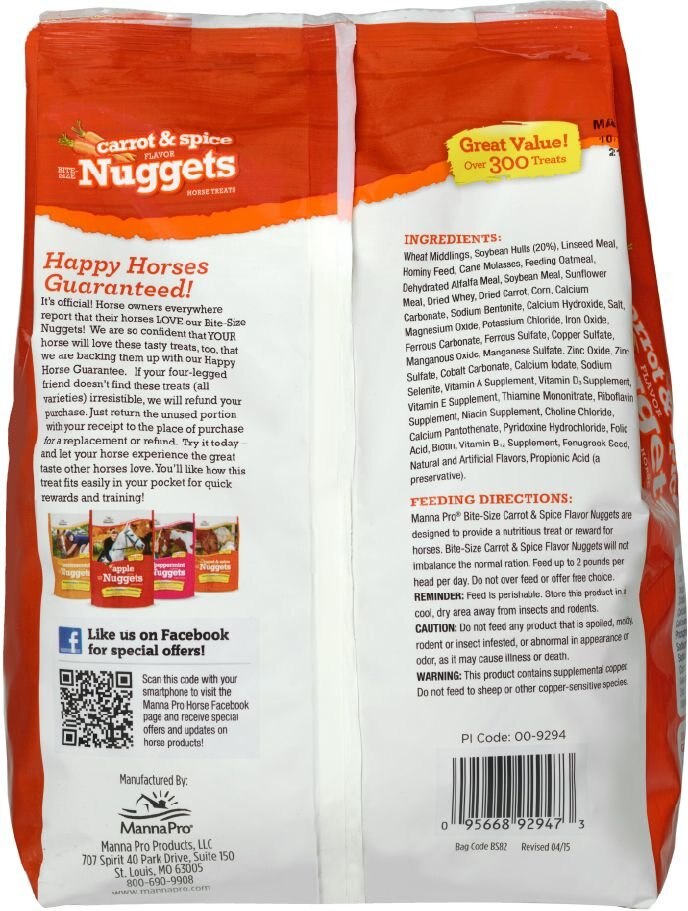 Manna Pro Bite-Size Nuggets Carrot and Spice Flavored Horse Training Treats