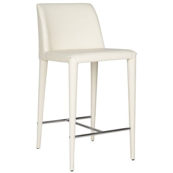 SAFAVIEH Mid-Century 26-inch Garretson White Counter Stool (Set of 2) - 22.6