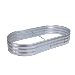 LuxenHome 6 ft. x 3 ft. Oval Raised Galvanized Steel Garden Bed Planter WHPL1606