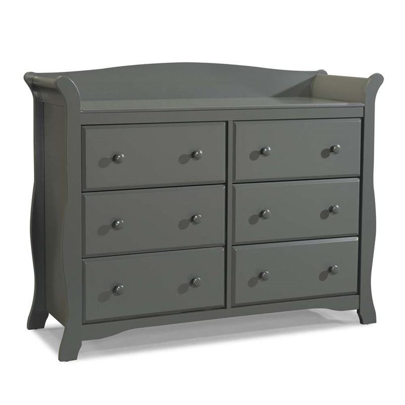 4-in-1 Convertible Baby Crib and 6-Drawer Double Dresser Set in Slate Gray