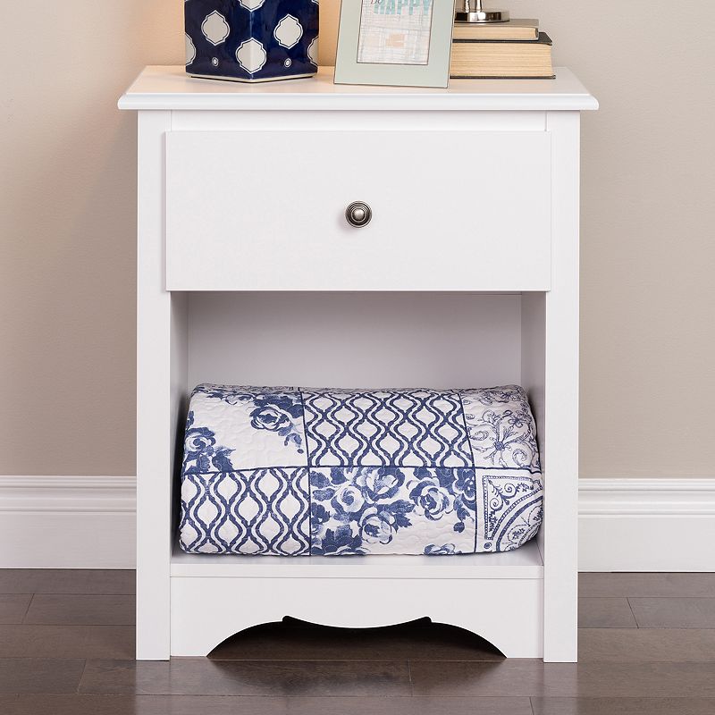 Prepac Monterey 1-Drawer Tall White Nightstand