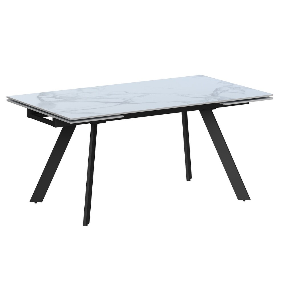 Somette Extendable Dining Table with Steel Four legged Base