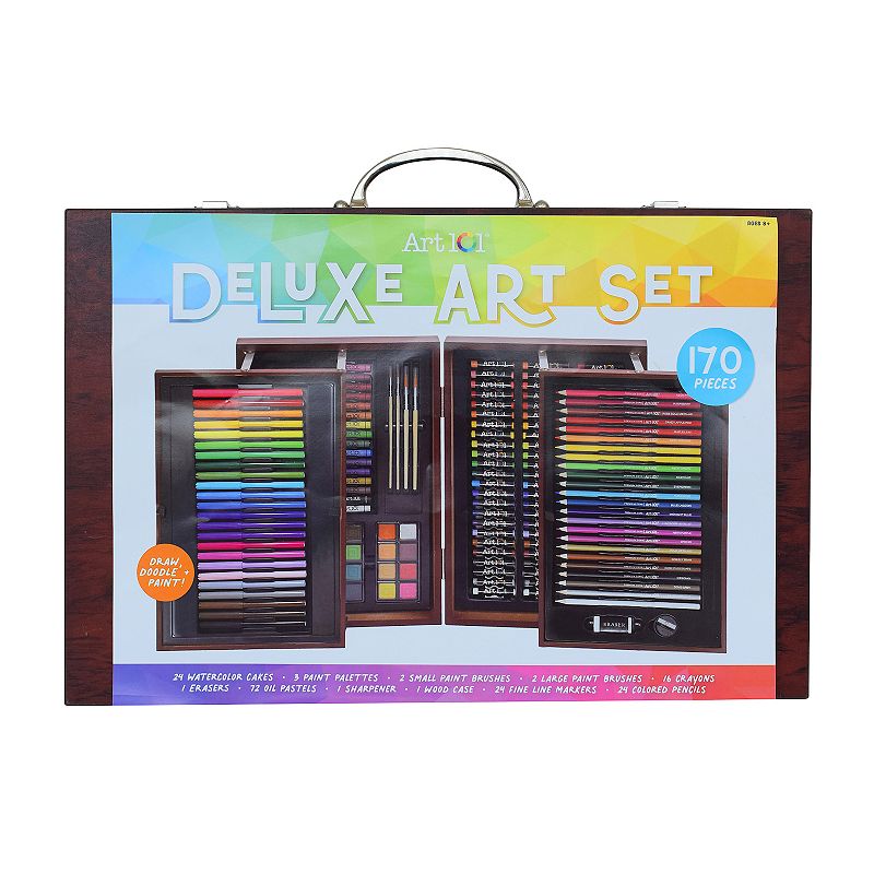 Art 101 170-Piece Deluxe Multimedia Art Set in Expandable Wood Art Case