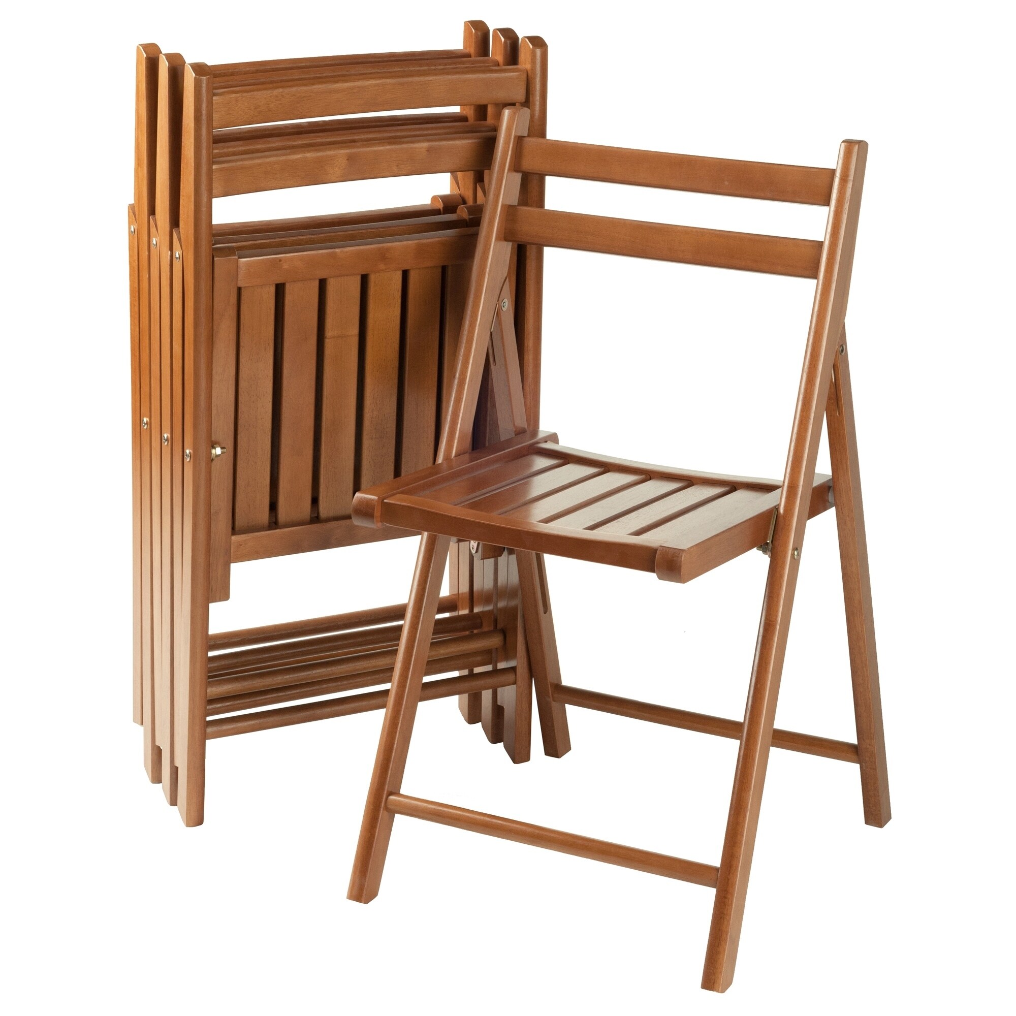 Winsome Robin Transitional Solid Teakwood Folding Chair Set - 4 Piece