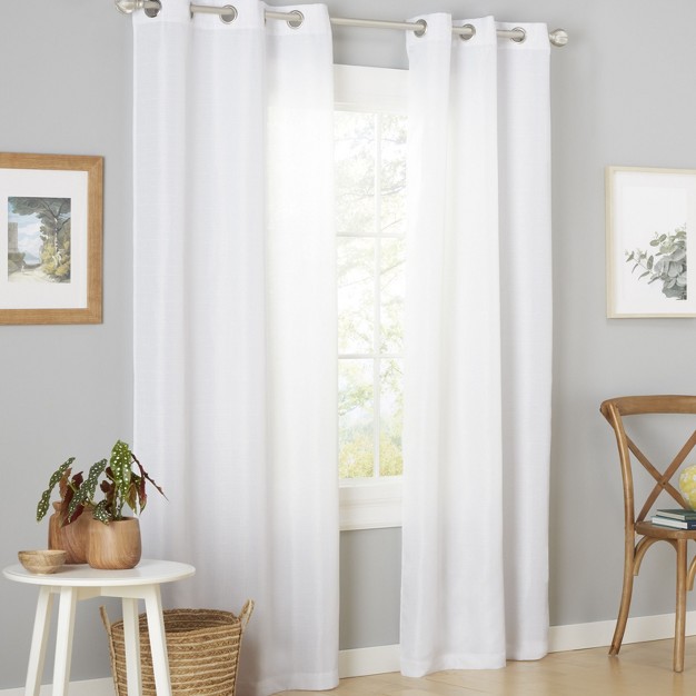 Estate View Ladner Light Filtering Grommet Top Curtain Panel Pair 38 quot x96 quot Winter White