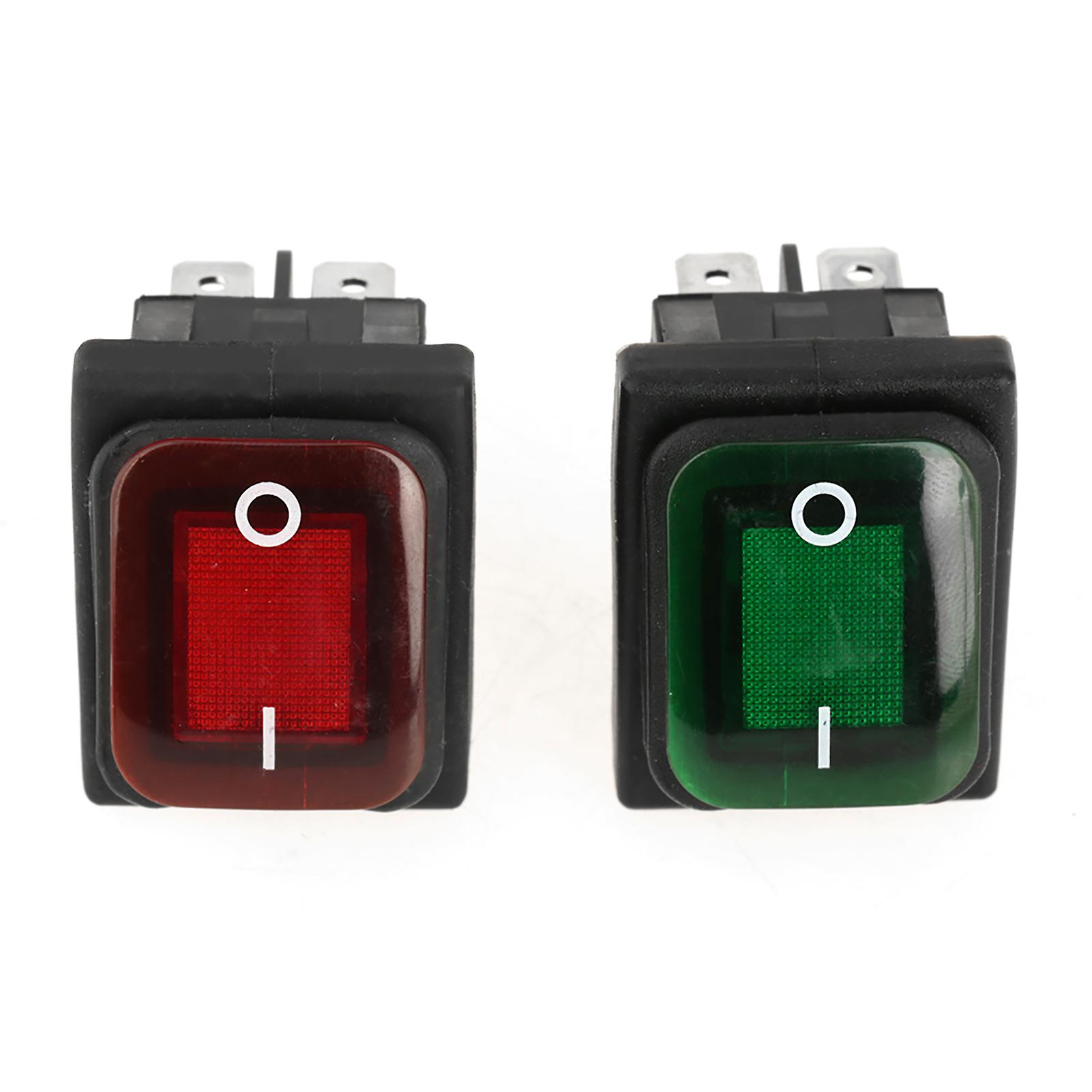 4 Pcs  Set Black Waterproof 4 Pin 2 Position On Off Red Green Lamp Rocker Switch