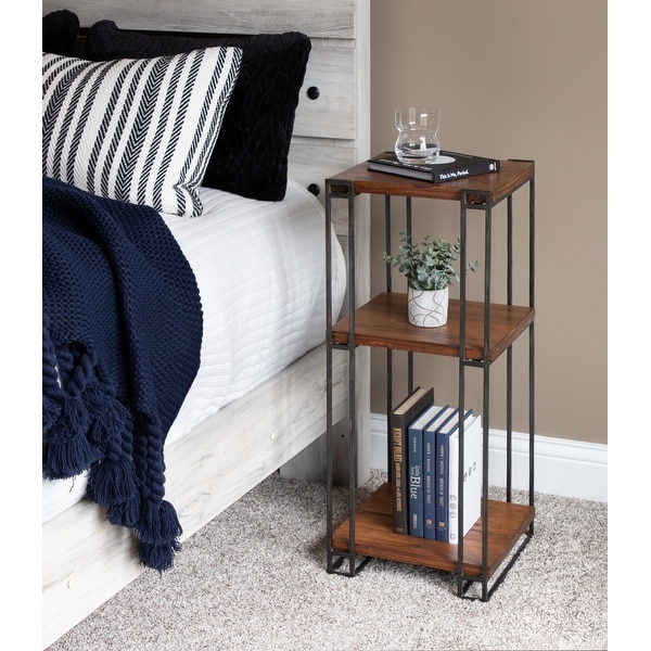 Kate and Laurel Lintz Wood and Metal Tea Table - 12x12x30