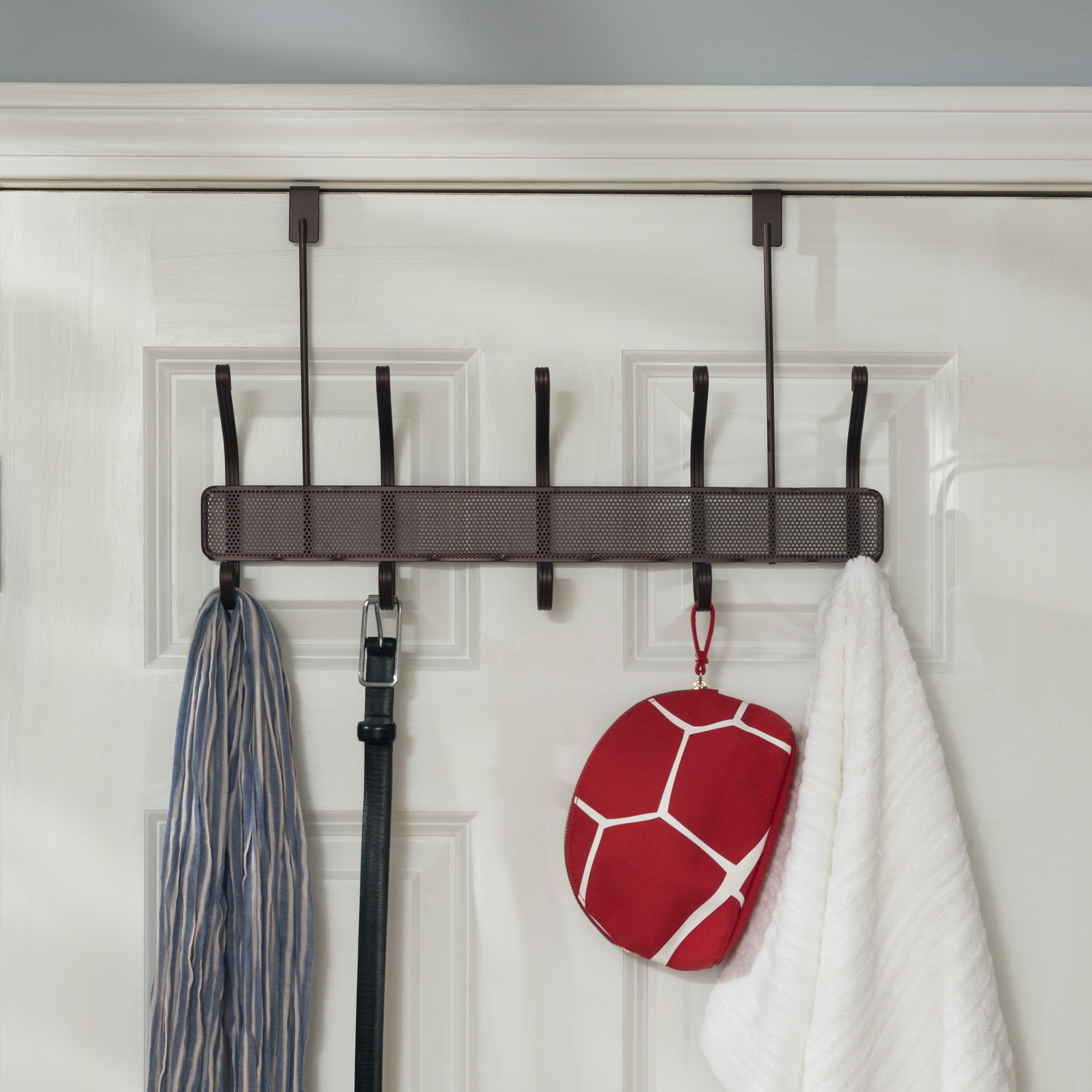 Home Basics Steel Over The Door 5 Double Hook Hanging Rack， Black