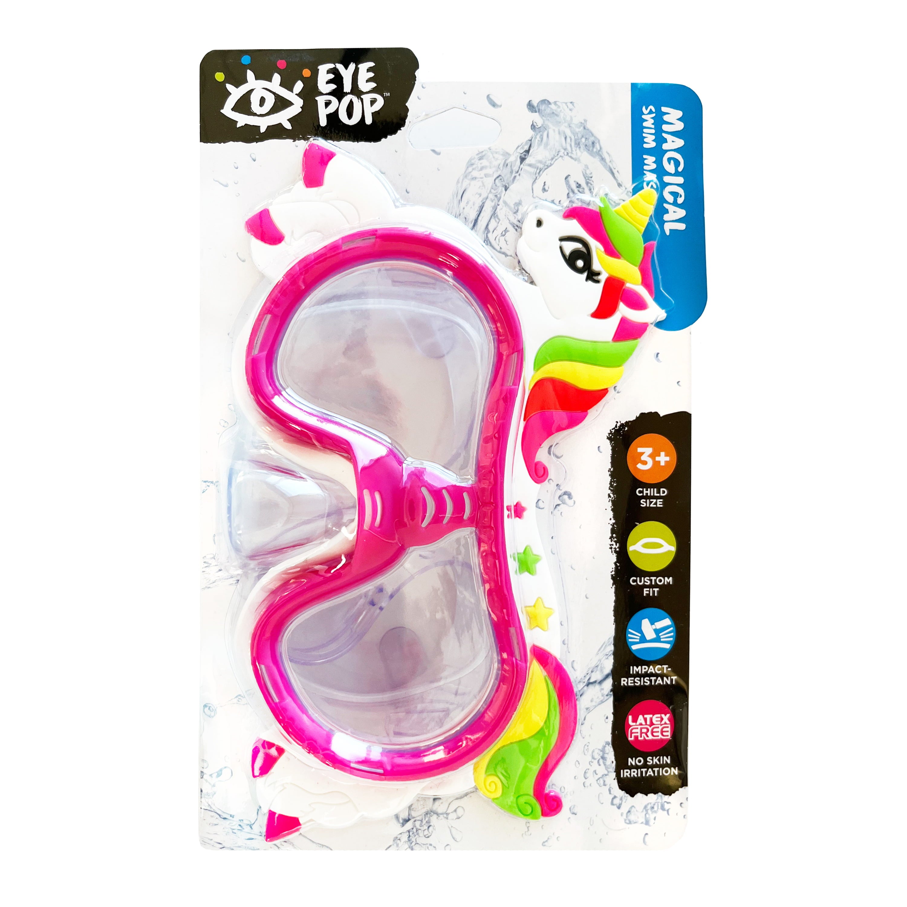 Eye Pop Pink Kids Swim Goggles, Ages 4 Years and Up, Unicorn Character