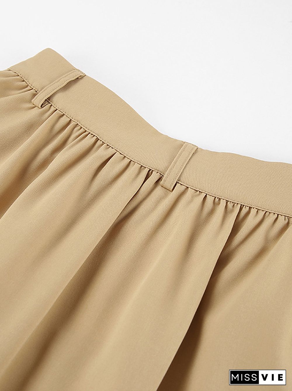 High Waisted Loose Pockets Solid Color Zipper Skirts Bottoms