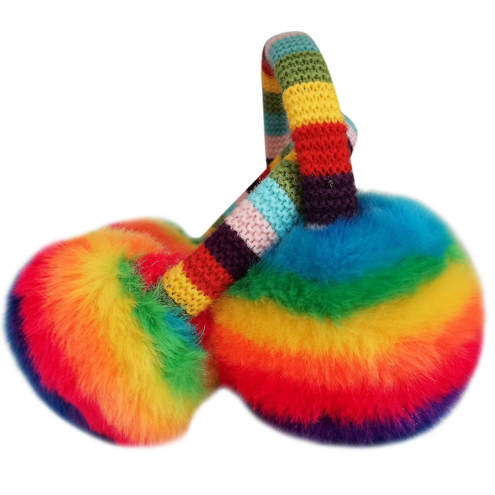 Unisex Winter Cute Rainbow Earmuffs For Kid Warm And Anti-freeze Movable Ear Cover