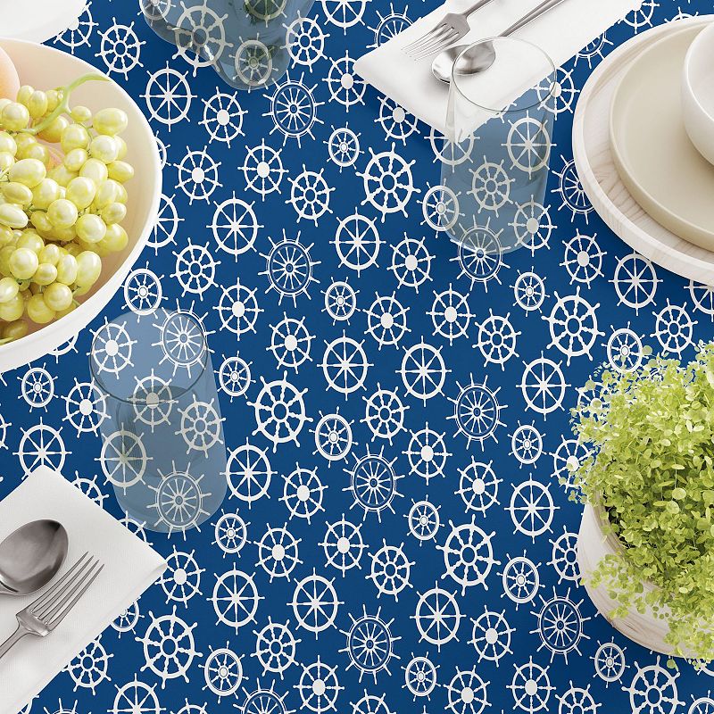 Square Tablecloth， 100% Polyester， 54x54， Boat Wheels