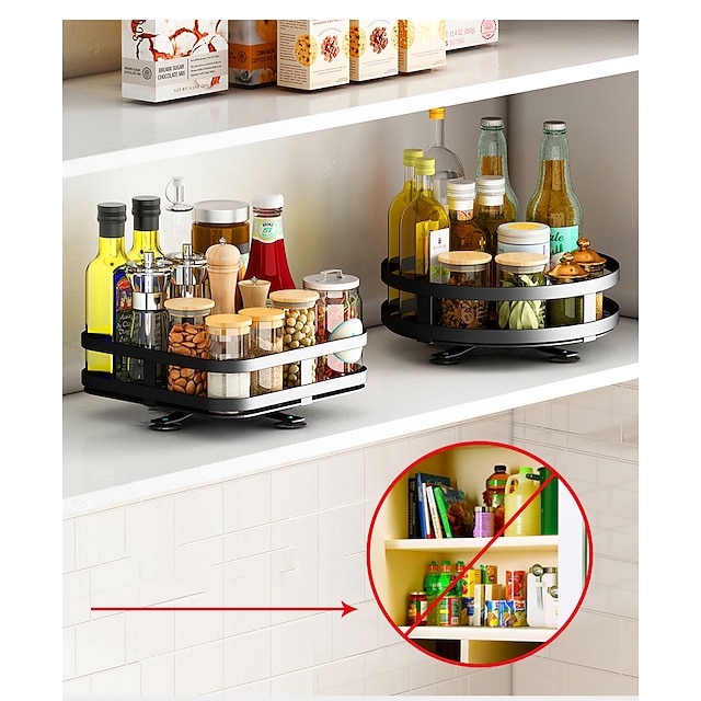 rotatable kitchen seasoning rack countertop corner put condiment oil salt sauce vinegar bottle multi-functional round storage