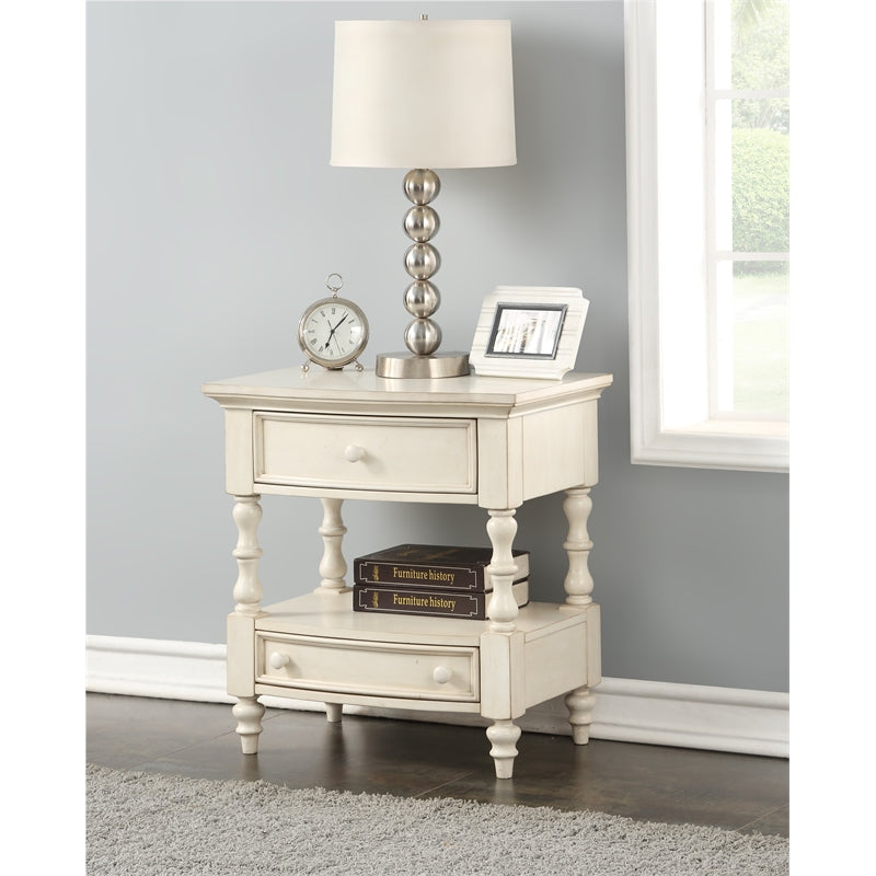 Comfort Pointe Shelton 2-Drawer Wood Nightstand in Antique White