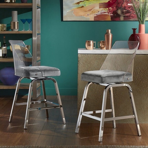 Lennox Velvet Counter Height Stools (Set of 2) by iNSPIRE Q Bold