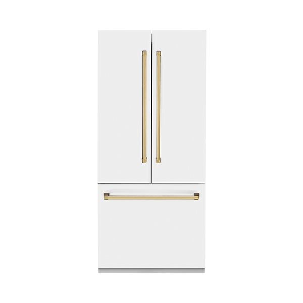 ZLINE 36 in. Autograph Edition 19.6 cu. ft. Built-in 3-Door French Door Refrigerator with Internal Water and Ice Dispenser