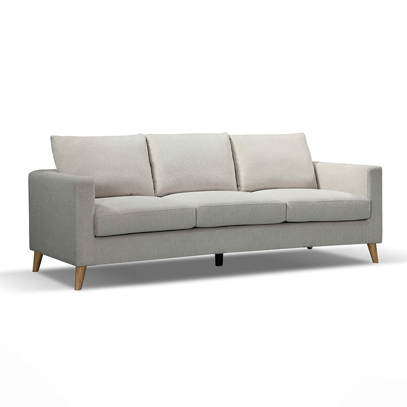 DELLAN 3 Seater Sofa - Light Cream with Natural Oak legs