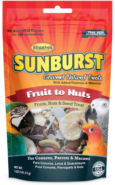 Higgins Sunburst Gourmet Treats Dried Fruits and Nuts Macaw and Conure Bird Treats