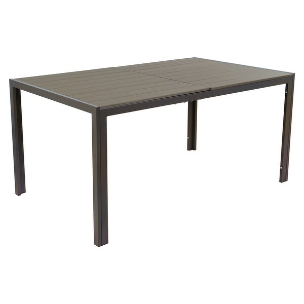 Kozyard Coolmen Outdoor Patio Dining Table with PowderCoated Frame and Wood Like Laminate Table Top