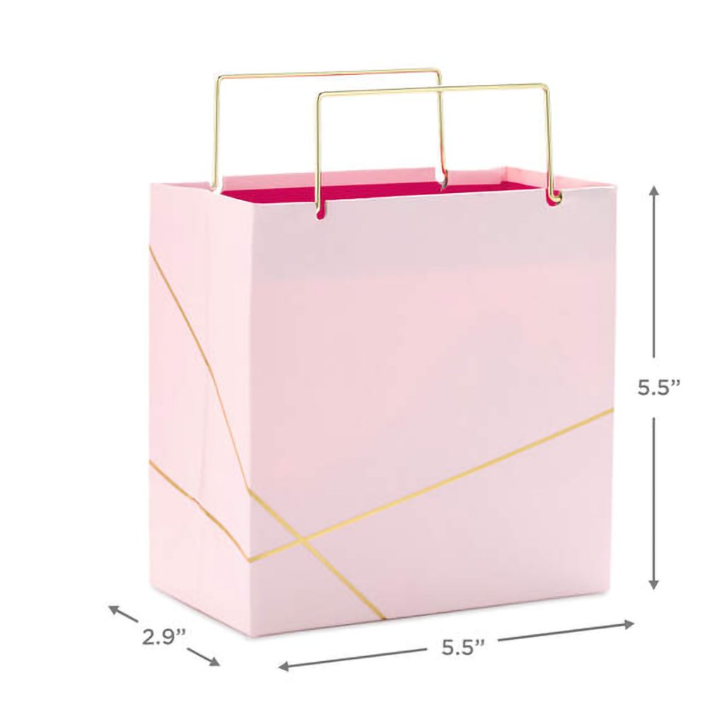 Hallmark  Light Pink With Gold Small Square Gift Bag, 5.5