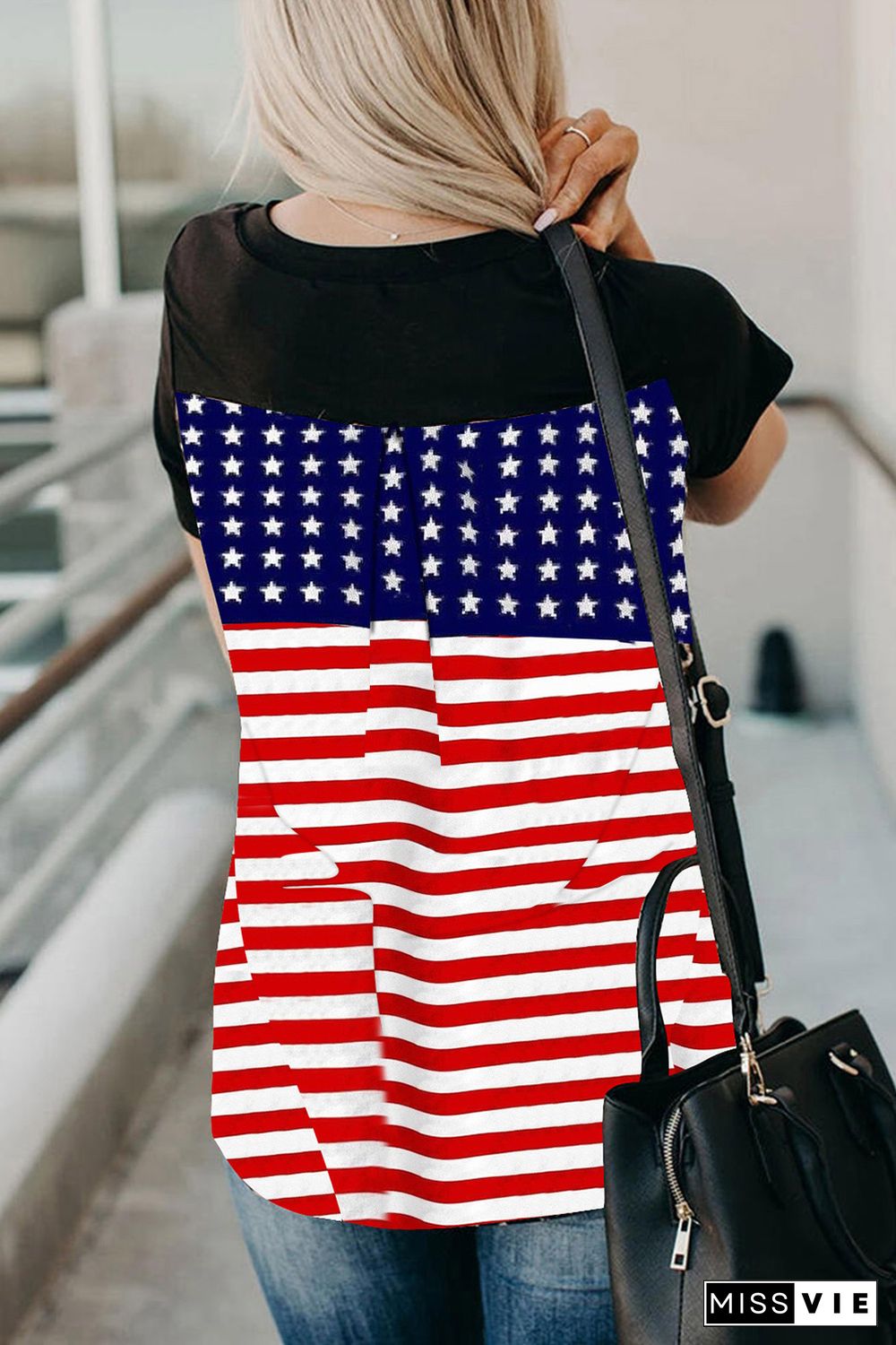 USA Flag Print T-shirt